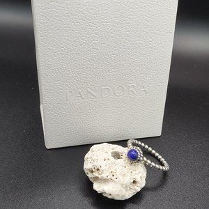 Retired Pandora birthday blooms,September, Lapis Lazuli, S925 ring